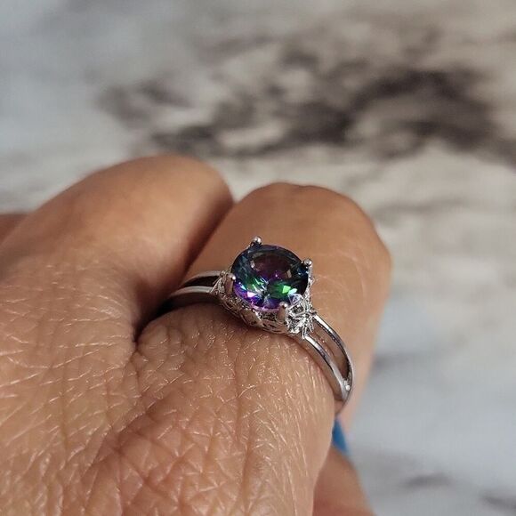 Multi Colors Zirconia Gemstone Ring Size 8 - Picture 14 of 16